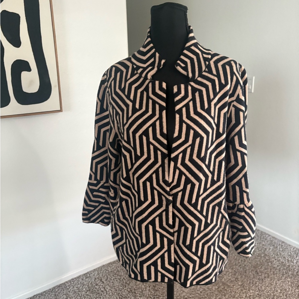 Anthropologie Maeve Black and White Zigzag Blazer Size Small